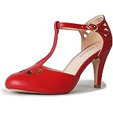 J. Adams Pepper Mary Janes - Vintage Cutout Low Kitten Heels Retro T Strap Pumps