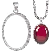 BENECREAT 925 Sterling Silver Crown Bezel Cup Tray Pendant, Platinum Handmade Pendant Blank for Necklace Jewelry Making