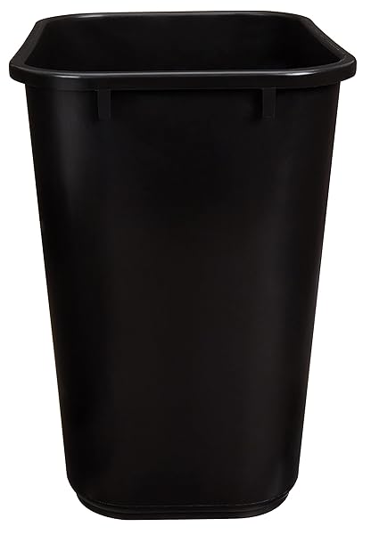 AMAZON BASICS TRASH CAN, RECTANGULAR COMMERCIAL OFFICE WASTEBASKET, 7 GALLON (PACK OF 2), BLACK