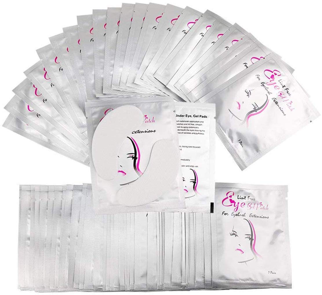 Exeton, Eyelash Gel Pads, 50 Pairs, Lint Free Under Eye Gel Pads Eye Patches For Eye Lash Extensions, Saloons, Individual