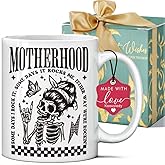 Koouyiedy Motherhood Coffee Mug 11OZ Some Days I Rock It, Rocker Mama Coffee Mug - Cute Skeleton Mug Gift for New Mom - Mom Christmas Gift