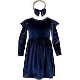 AIKEIDY Toddler Baby Girl Velvet Christmas Dress for Girls Long Sleeve Ruffle Winter Party Wedding Holiday Dress