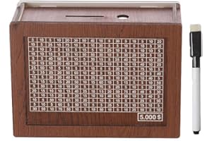 Generic Savings Box with Pen, Cash Vault Money Box, Wooden Cash Saver with Counter, Money Target and Numbers for Adults