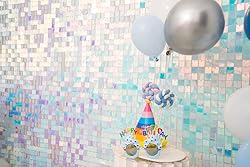 Kate Square Rainbow Blue Sequin Wall Panels Wedding