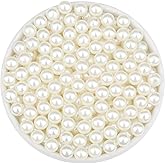 NUKAYAI 200Pcs 12mm Pearl Beads for Jewelry Making, Cute Acrylic Loose White Clay Pearl Beads for Crafting, Charm Fake Round Pearls with Hole for Necklace, Earring, Bracelet, DIY Craft, Vase Filler