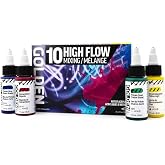 High Flow Acrylics by GOLDEN, High Flow Mixing Set, 10 Colors, Professional Acrylic Paint