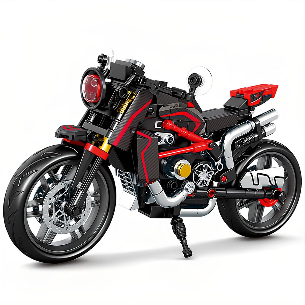 MGKEOUF Motorcycle Building Kits, Motorcycle Building Blocks, Building Set Construction Toys,Construction Engineering Bricks, Gift for Adults and Kids,Office Decorations,DIY Toys (red) — image 1