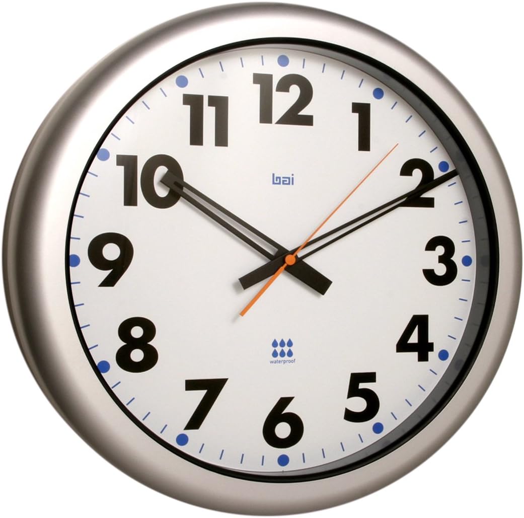 BaiAquamaster Weatherproof Wall Clock, Futura White