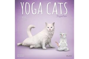 Yoga Cats Together OFFICIAL | 2025 12 x 24 Inch Monthly Square Wall Calendar | Plato | Animals Humor Pets