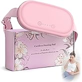 Portable Electric Heating Pad for Period Cramps, Menstrual Heating Pads with 4 Heat Levels and 4 Vibrating Modes for Women Stomach Pain Relief-Pink