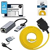 ENET Cable BMW + USB-C + USB A Adapter | OEM OBD2 for BMW F G i Series Coding | E SYS ISTA+ ICOM Bootmod3 Bimmercode Compatible | Heavy Duty Cable | For CarPlay Activation, OBD2 to Ethernet 3 in 1
