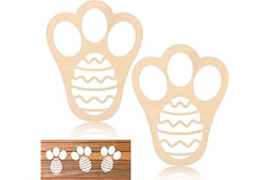 2pcs Easter Bunny Stencils for Painting on Lawn, Wooden Easter Bunny Footprint Stencils Egg Stencils Reusable Easter Rabbit P