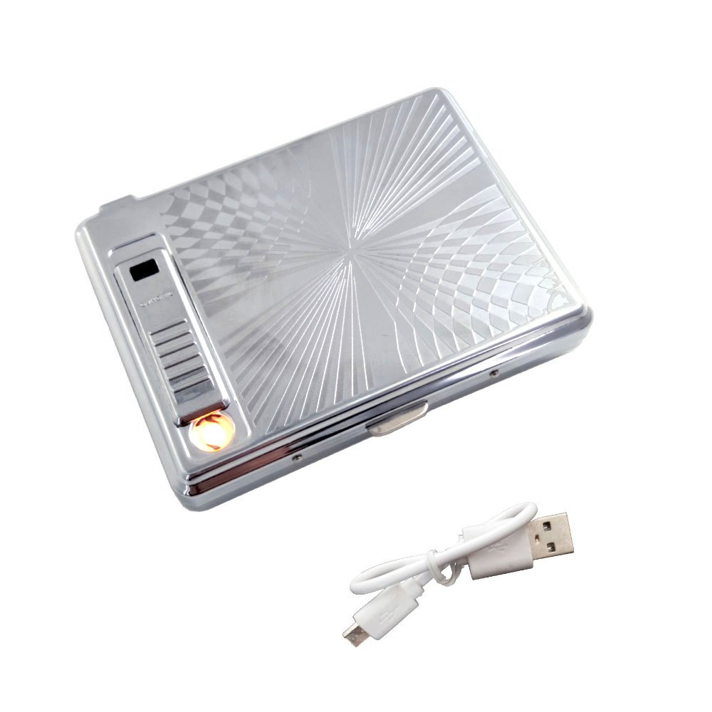 Stainless Steel Cigarette Case w/ Builtin Lighter 61361