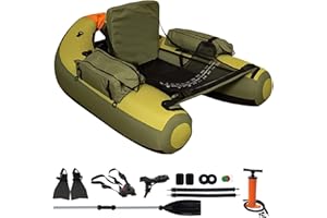 Xproutdoor Fishing Float Tube with Adjustable Backpack Straps, Storage Pockets, Fish Ruler, Fly Fishing Boat with Pump, Oar, Rod Holder and, Fins