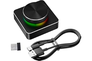 Asixxsix Volume Control Knob, RGB Lighting Bluetooth 5.1 2.4G Wireless Customizable Mute Button, USB Volume Knob for PC Gamin