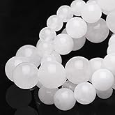 Chicager 10mm Natural Stone Beads for Jewelry Making,White Jade Polished Smooth Round Gemstone Beads for Bracelet Necklace 15 Inch
