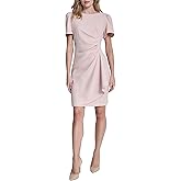 DKNY Womens Ruched Side V-Neck Short Sleeve Dress
