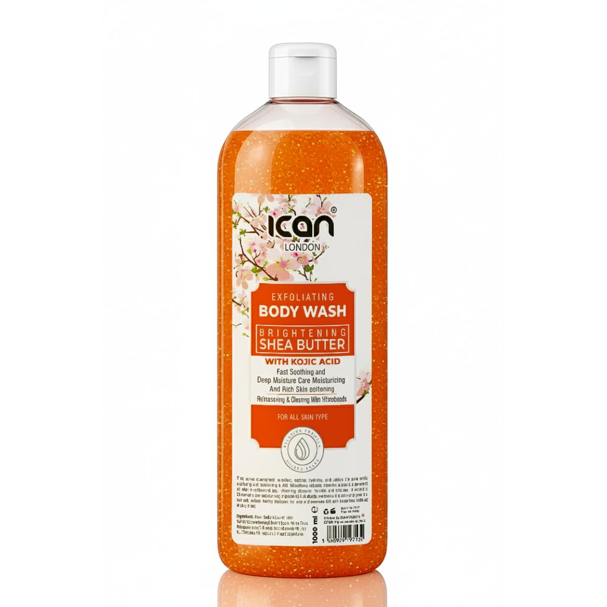 Ican London Shea Butter With Kojic Acid Brightening Exfoliating Body Wash, 1000ml