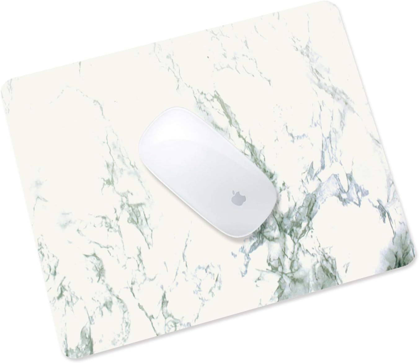 MasiBloom® Premium PU Leather Mouse Pad Waterproof Non-slip Desk Mice Mat for Desktop/Laptop/Tablet, Apple Magic Mouse, Microsoft Surface Mouse, Wired/Wireless Bluetooth Mouse (Marble- White)