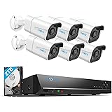 REOLINK H.265 4K PoE Security Camera System, 6pcs 8MP Wired PoE IP Cameras with Person Vehicle Detection, 8CH NVR Recorder wi