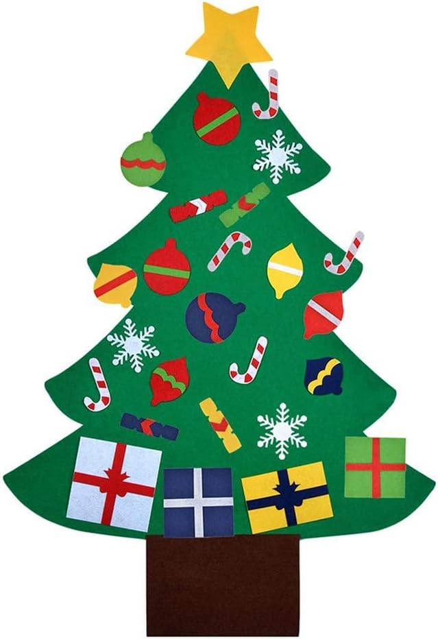Abracing Christmas Tree, Felt Christmas Tree Green Christmas Tree, DIY Felt Christmas Tree Education Gift, Wall Hanging Decoration for Kids Children, Eco Friendly, Colorful Christmas
