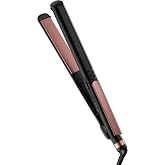 INFINITI PRO CONAIR Rose Gold Ceramic Flat Iron Hair Straightener, 1-Inch Flat Iron with Extra-Long Plates, including a Floating Plate, Advanced Heat Technology, Black