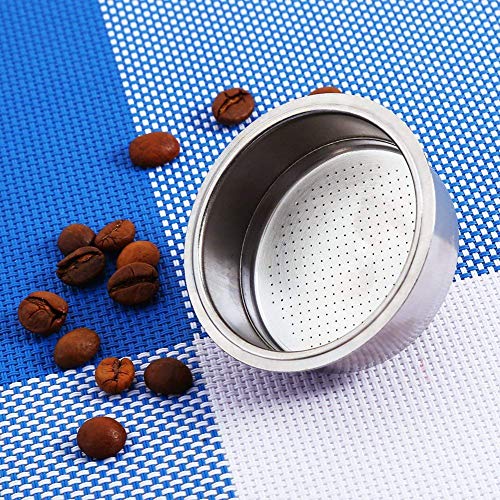 51mm Coffee Filter Basket, 2 Cup Non-Pressurized Stainless Steel Reusable Filter for Espresso Machines, Compatible with BREVILLE Krups Dor Cafe Roma and 51-52.5mm Portafilters