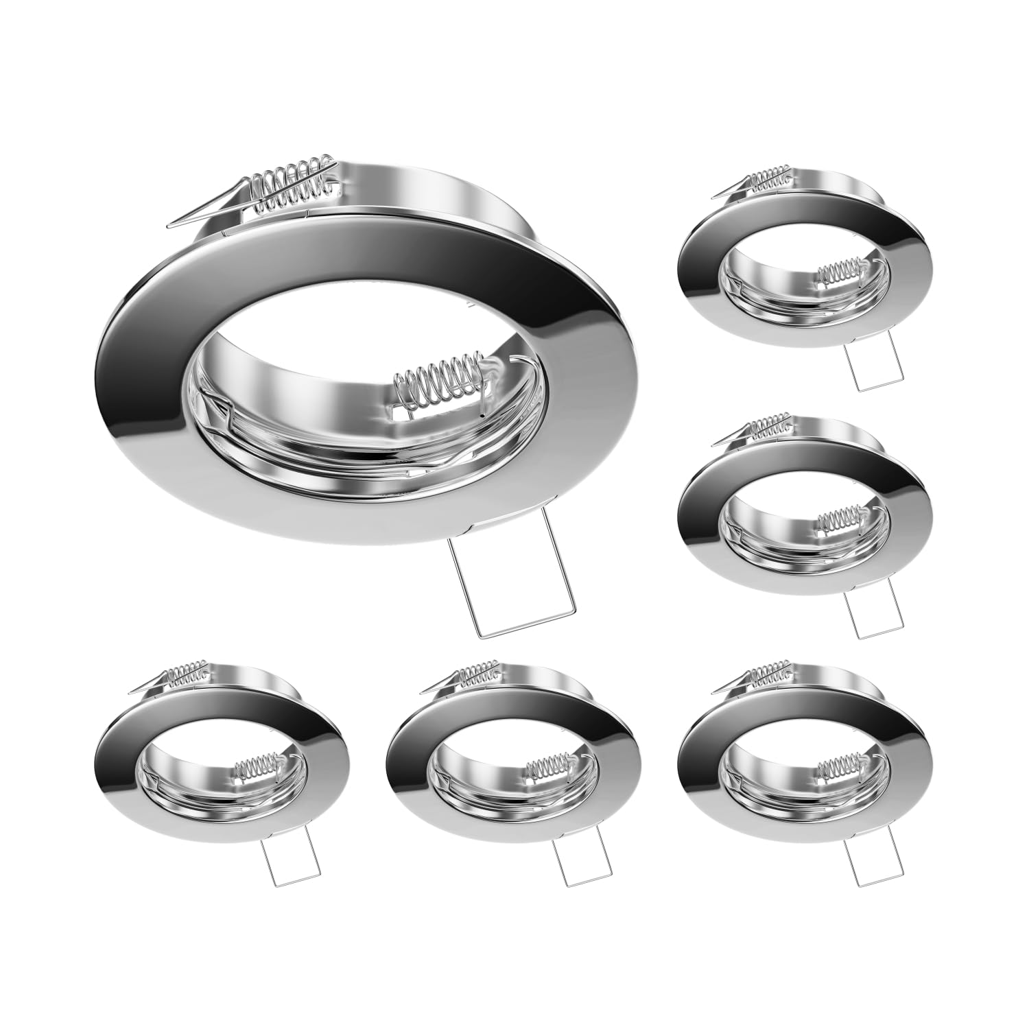 ledscom.de 6 pcs. recessed Ceiling Frame Fere, Round, Glossy Chrome — image 1