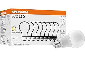 LEDVANCE Sylvania ECO LED Light Bulb, A19 60W Equivalent, Efficient 9W, 7 Year, 750 Lumens, 2700K, Non-Dimmable, Frosted, Soft White - 8 Pack (40821)
