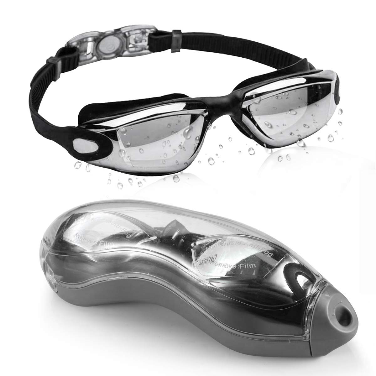 Swimming Goggles Adult, Swim Goggles Anti Fog No Leaking UV Protection with Wide View for Men Women Youth