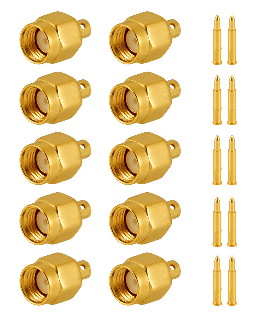 Vecys 10 PCS SMA Connectors SMA Male Solder Connector for RG405 .086" Semi-Rigid RF Coax Cable