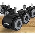 Office Chair Caster Wheels by ATOMDOC, 2" Newly Revolutionary Quadruple Ball Bearing Design,Heavy Duty & Safe Protection for All Floors Including Hardwood, Set of 5