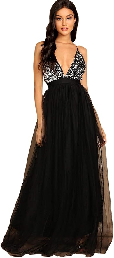 womens sequin maxi dress