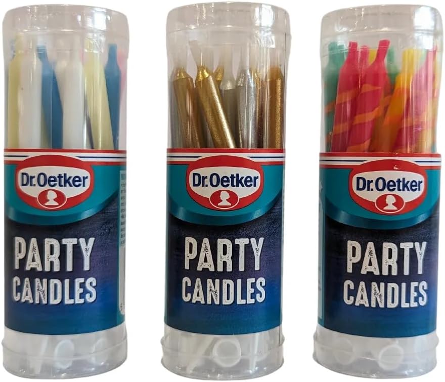 Dr Oetker Party Candles 18 Count 30g Assorted Color with Holders
