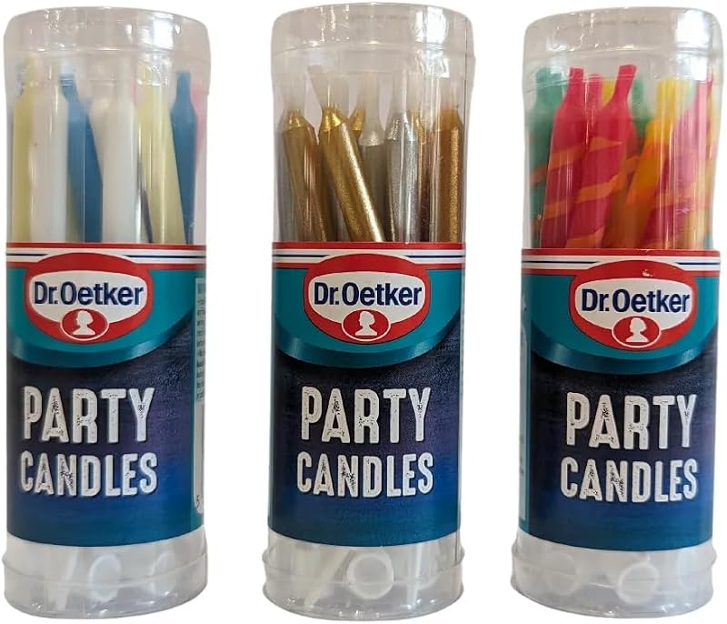 Dr Oetker Party Candles 18 Count 30g Assorted Color with Holders