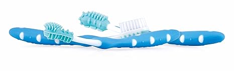 Nuby ID754BLUE - Set de 3 cepillos de dientes, 3+ m, color azul