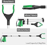 YAUNGEL 43 Inch Litter Picker Grabber Magnet 360° Jaws Foldable Green view 6