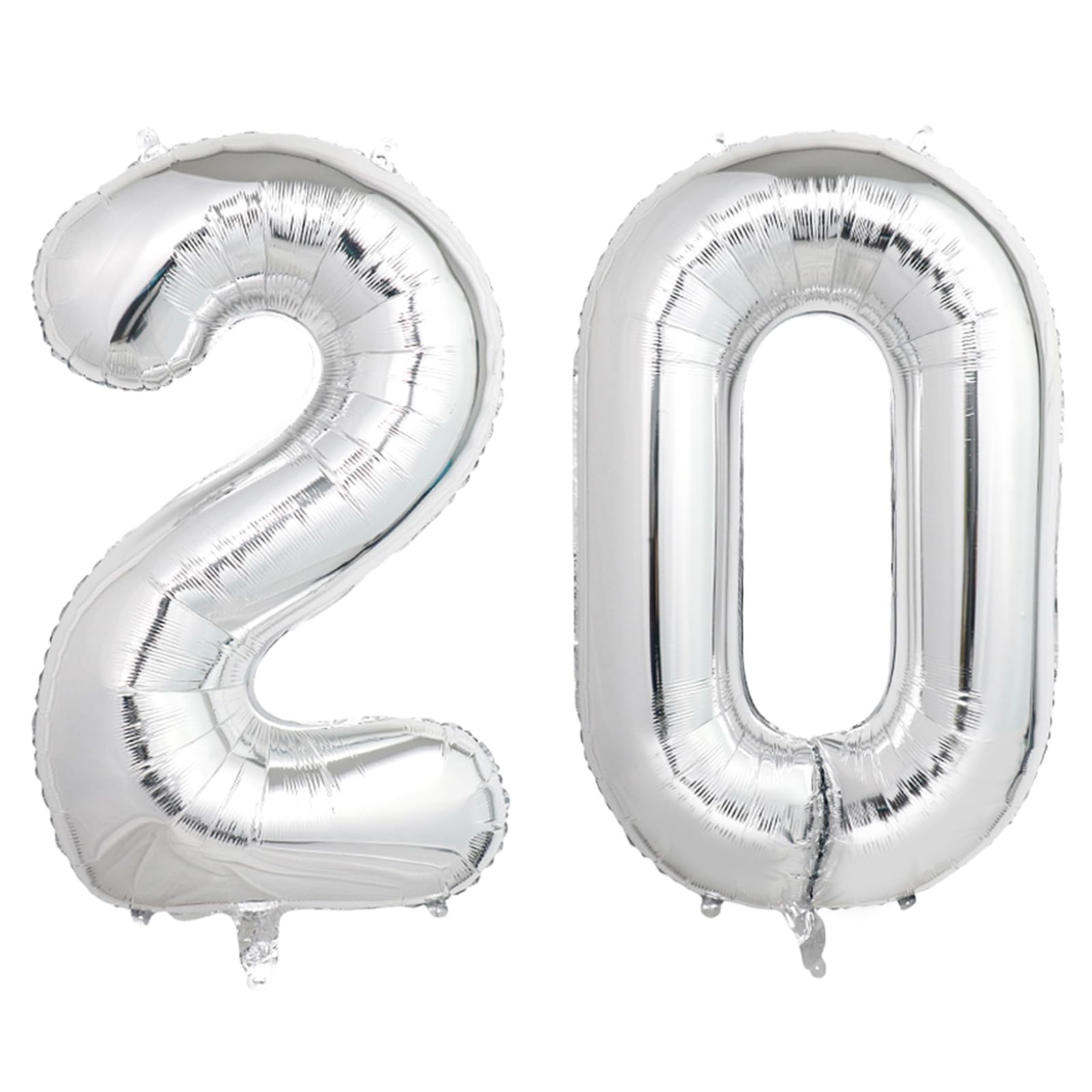 Photo 1 of 40 Inch Silver 20 Number Balloons, Giant Jumbo Helium Mylar Foil Silver Number Balloons for Birthday, Silver Mylar Digital Balloons for 20th Birthday, Anniversary Party Decorations Supplies