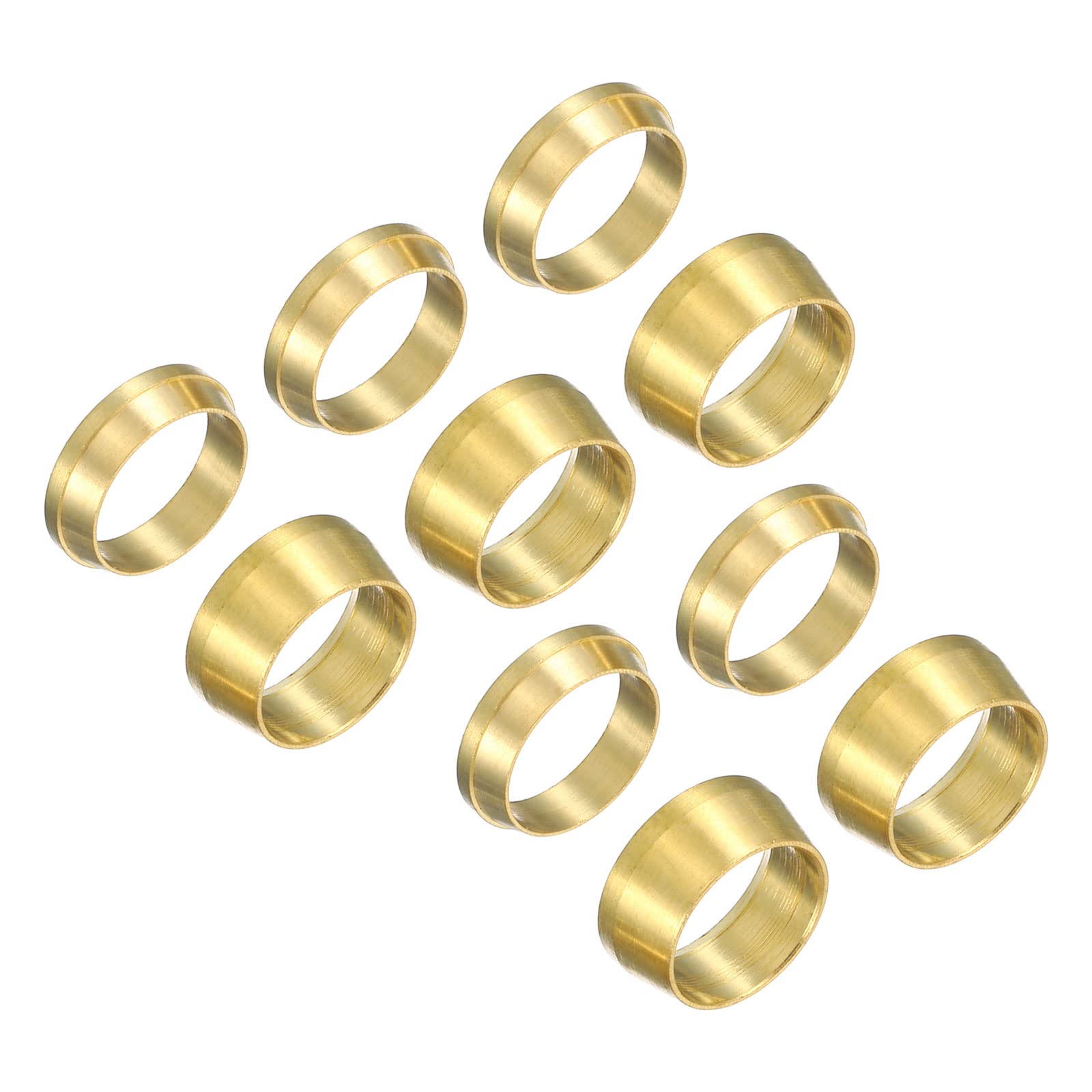 PATIKIL 10mm Tube OD Brass Compression Sleeves Ferrules 5Set Double Ferrule Ring Brass Compression Fitting Assortment Kit — image 1