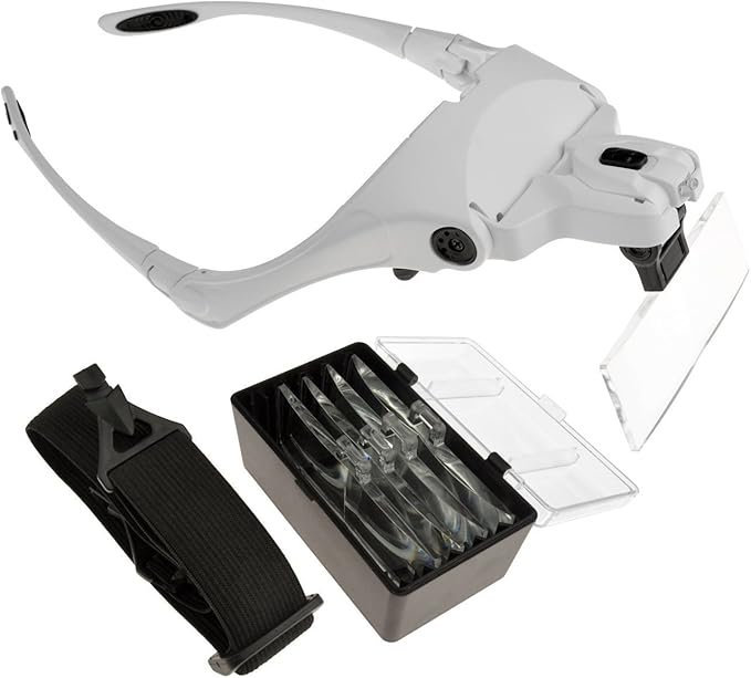 Head Magnifier with Leds Lights,Eyeglasses Bracket/ Headband and