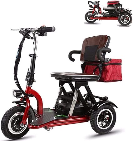 YHXJ Scooters Discapacitados, Scooter Eléctrico 3 Ruedas, Motor De 300 Vatios, Plegable, 12 mph, Ajuste De 3 Velocidades, Adecuado para Ancianos, Discapacitados, Adultos 19mi: Amazon.es: Hogar