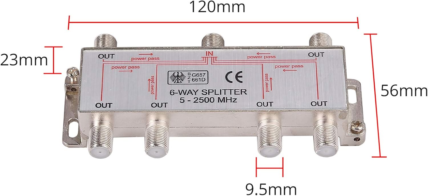 Neoteck 6 Way Sky Cable Splitter Satellite TV Aerial Cable Splitter Kit