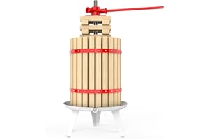 EJWOX 4.75 Gallon Fruit Wine Press - 100% Nature Apple&Grape&Berries Crusher Manual Juice Maker for Kitchen, Solid Wood Basket with 8 Blocks Heavy Duty Cider Wine Making Press