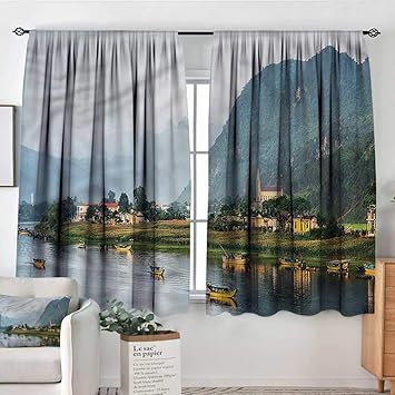 Amazon Com Landscape Door Curtains Asian Riverside Village 52 X72