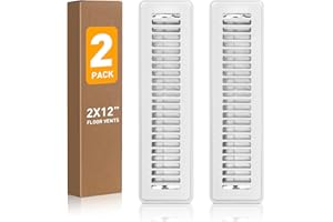 VE NI SCC Floor Register, Floor Vents 2x12, Vent Covers for Home Floor 2 Pack, Rust Proof Finish Vent Covers, Premium Metal Heater Vent Covers Allow Walk on Use, White Air Register Vent Cover