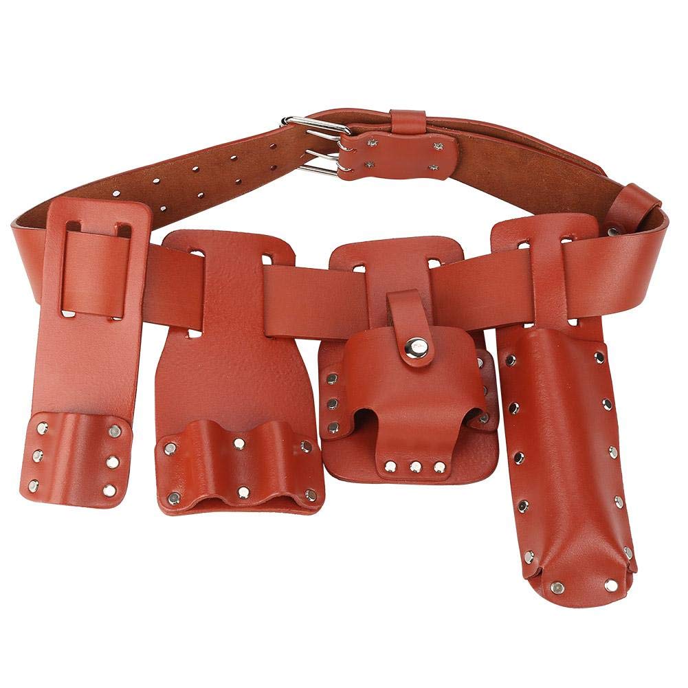 DEWIN 5 in-1 Tool Belt, Leather Scaffolding Tool Pouch with Holder Accessories for Level Spanners Hammer