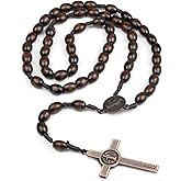 CACALOSS 10mm Rosary Catholic Rosary Beads Hand Woven Rosary Necklace Prayer Beads Cross Necklace St. Christopher Center and Cross Pendant Rosary Bead Necklace Women Men