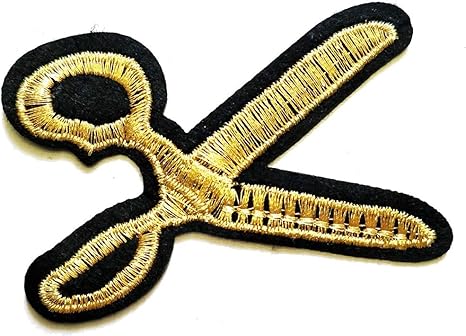 Amazon Com Pp Patch Gold Scissor Patch Hairstylist Barber Cartoon