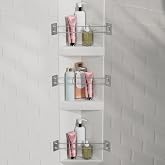 RV Shower Corner Storage Bar, 7.9-13.7 inches RV Bathroom Corner Shelf Rod | Travel Trailer Storage Organization Corner Bar, Stainless Steel RV Shower in Camper Shelf BaMust Haves Accessories (3 Pack)