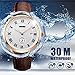 Men's Quartz Wrist Watch Waterproof Analog Roman Numeral Casual Watch with Second Dial Leather Watches -Brown